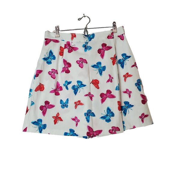 Briggs New York Dresses & Skirts - Briggs New York Skort Size 16 White Pink & Blue Butterflies Cotton Spandex